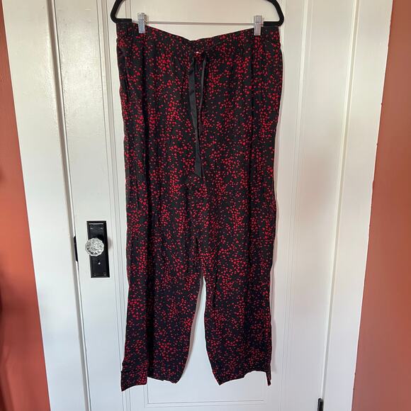 Victoria Secret Heart Print Pajama Set Red and Black SZ XL - Picture 5 of 11